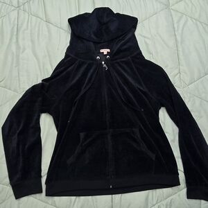 Women's Black Velvet Hoodie Jacket
